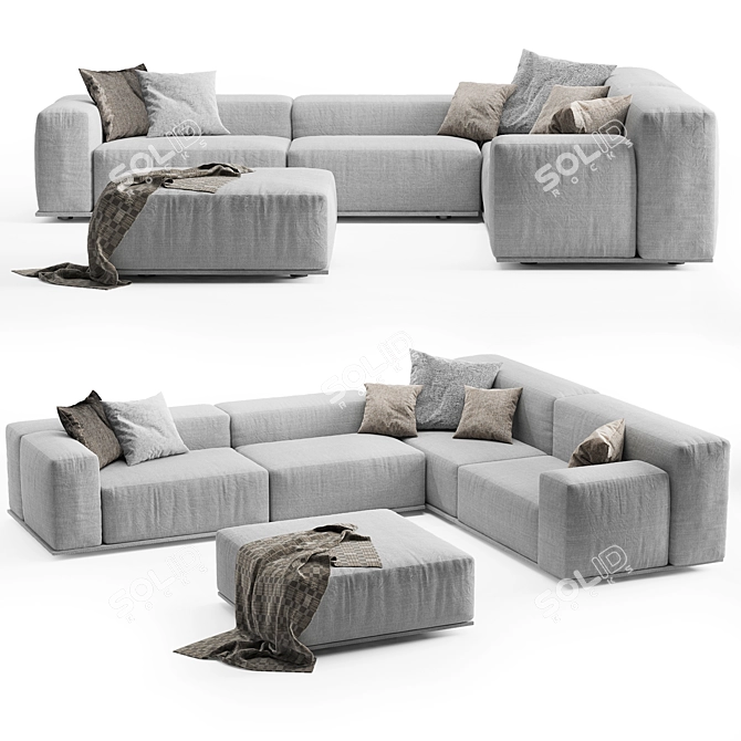 Modern Italian Delano Sofa Pianca 3D model image 8