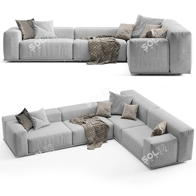 Modern Italian Delano Sofa Pianca 3D model image 9