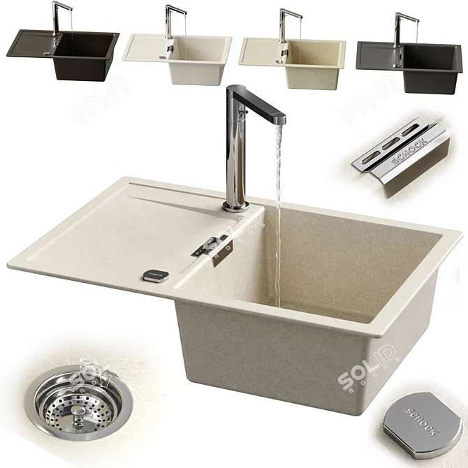 Customizable ETON 50D Sink & Skiron Mixer 3D model image 1