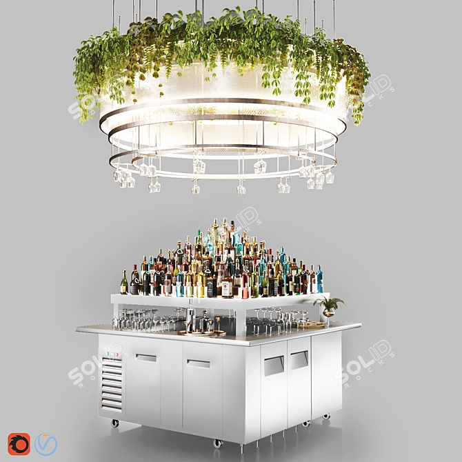 Modular Cocktail Bar Station 3D model image 3