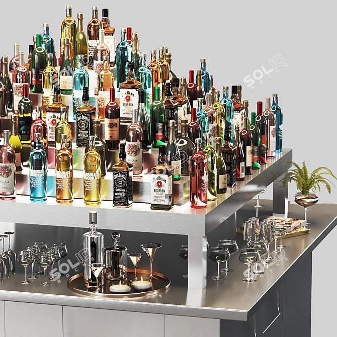 Modular Cocktail Bar Station 3D model image 4