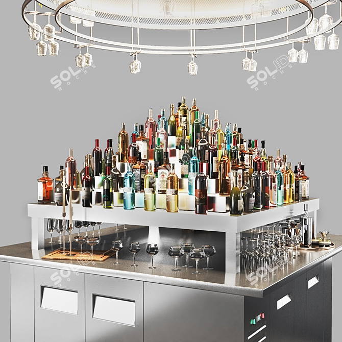 Modular Cocktail Bar Station 3D model image 1