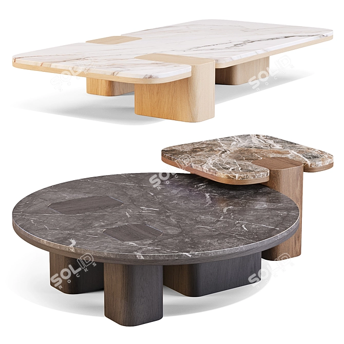 Erice Marbled Coffee & Side Tables 3D model image 1