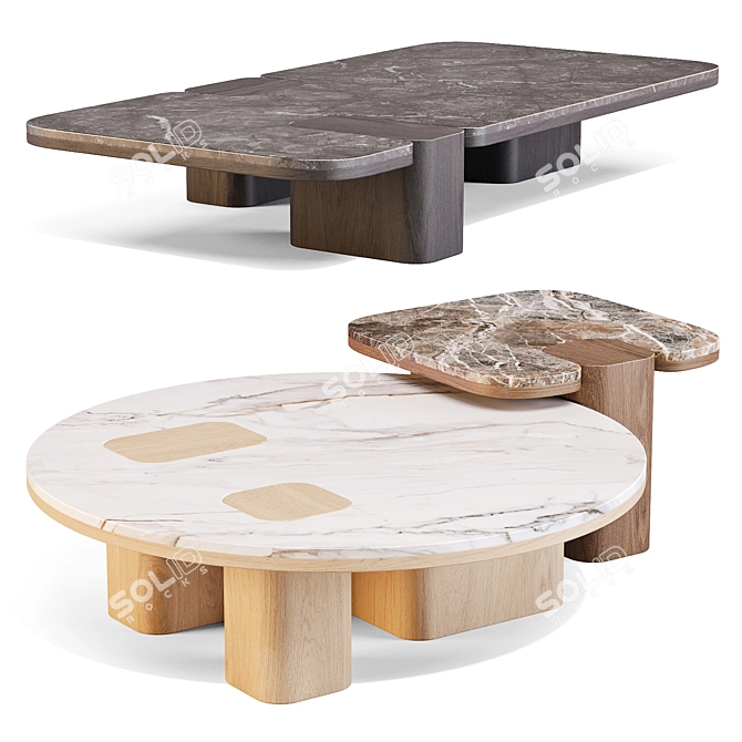 Erice Marbled Coffee & Side Tables 3D model image 2