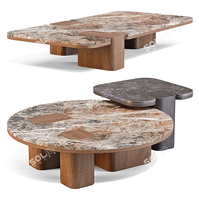 Erice Marbled Coffee & Side Tables 3D model image 3