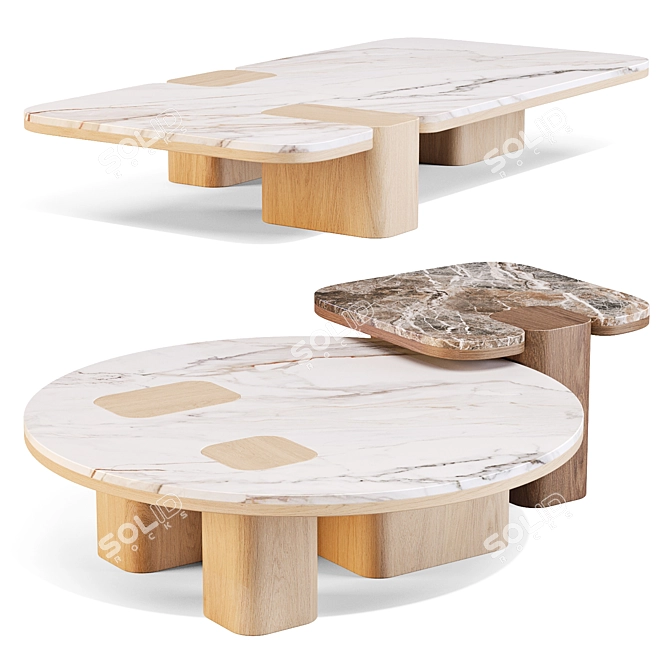 Erice Marbled Coffee & Side Tables 3D model image 4