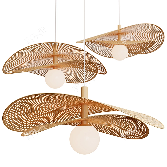 Bendable Rattan Hat Pendant Light 3D model image 1