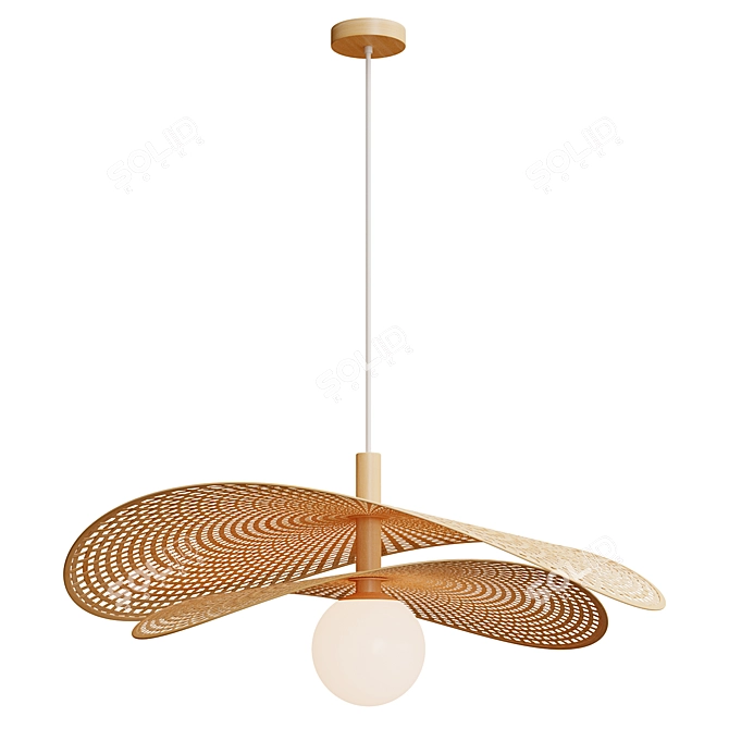 Bendable Rattan Hat Pendant Light 3D model image 2