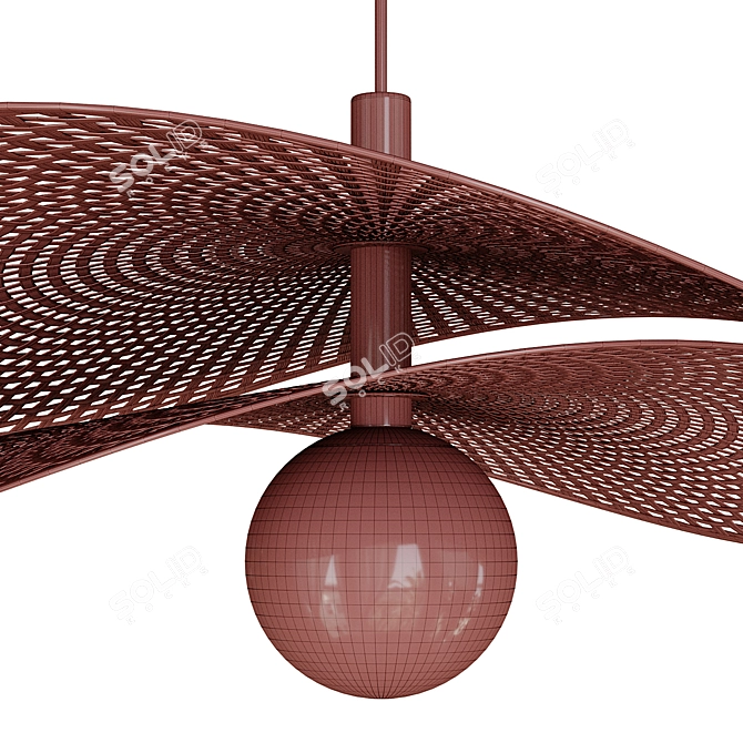 Bendable Rattan Hat Pendant Light 3D model image 4