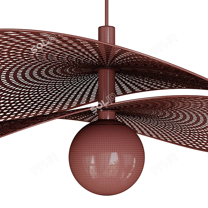 Bendable Rattan Hat Pendant Light 3D model image 5