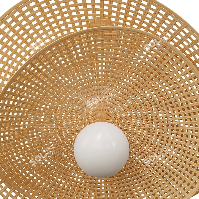 Bendable Rattan Hat Pendant Light 3D model image 6