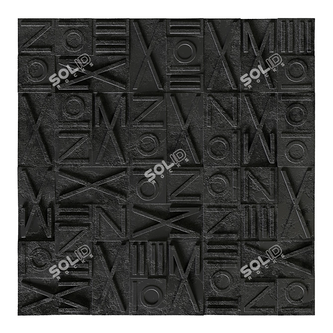 Modern Calligraphy Gypsum Wall Panels 3D model image 2