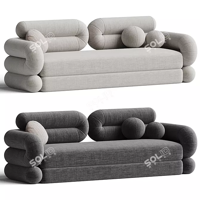 Sleek Tube Sofa Design 3D model image 1