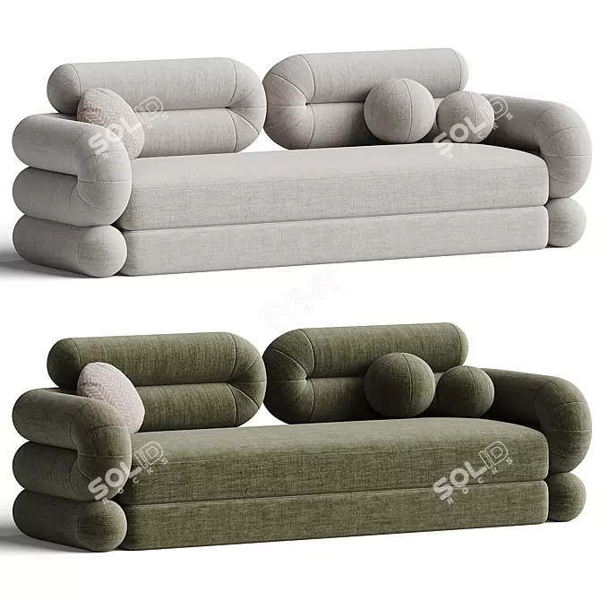 Sleek Tube Sofa Design 3D model image 2