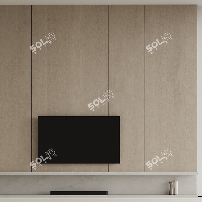 High-Resolution TV Wall Unit 3D model image 5