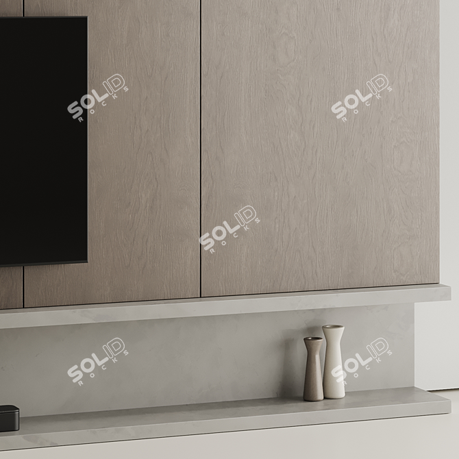 High-Resolution TV Wall Unit 3D model image 1