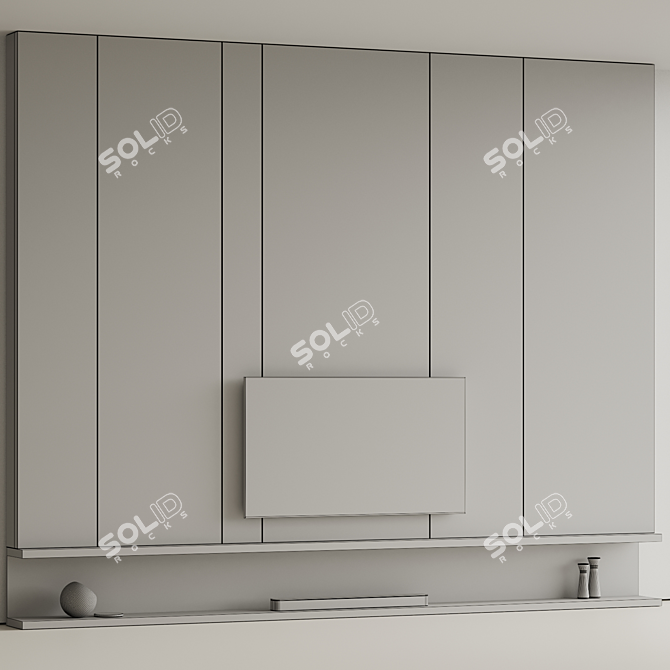 High-Resolution TV Wall Unit 3D model image 2