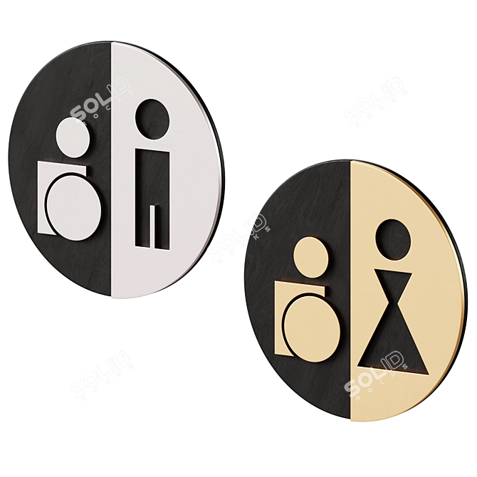 Bathroom Door Signs Set 3D model image 3