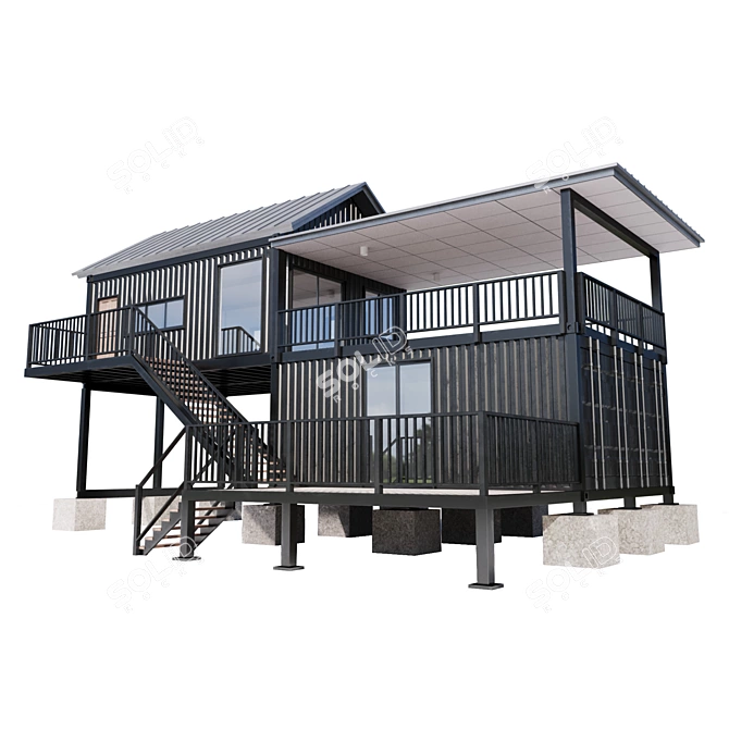 Architectural Container Home Design 3D model image 1