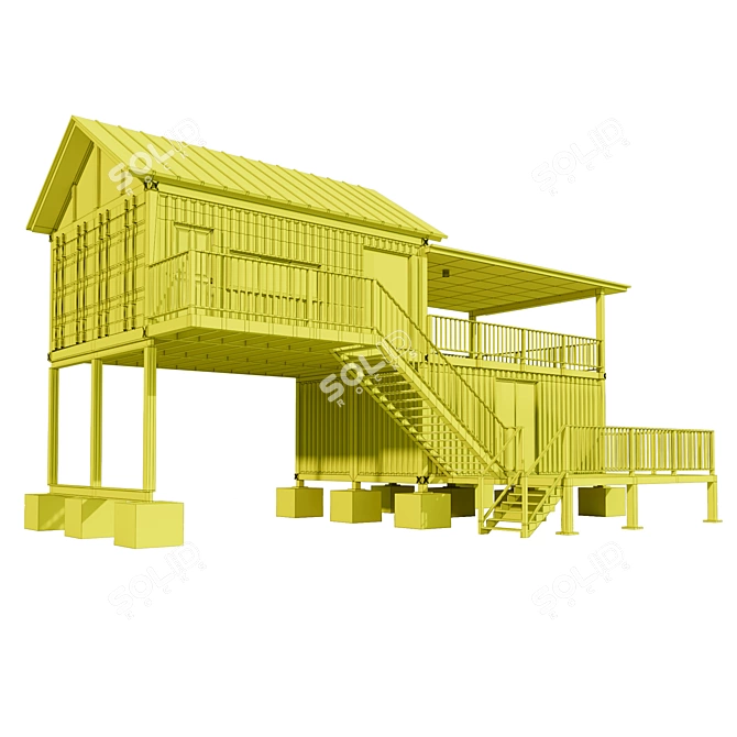 Architectural Container Home Design 3D model image 4