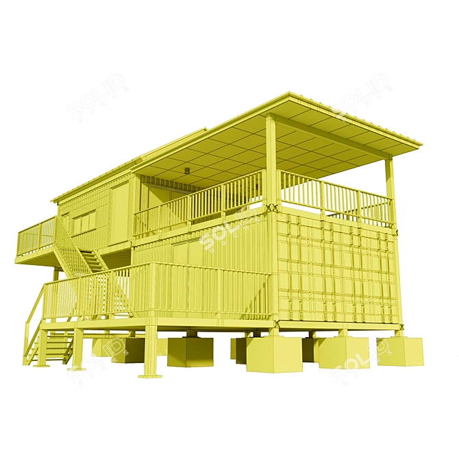 Architectural Container Home Design 3D model image 5