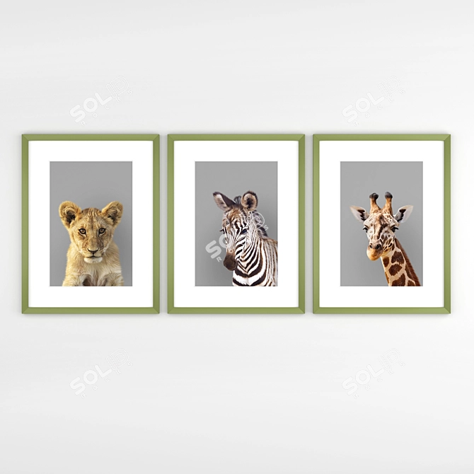 Title: African Animals Poster Set 3D model image 1