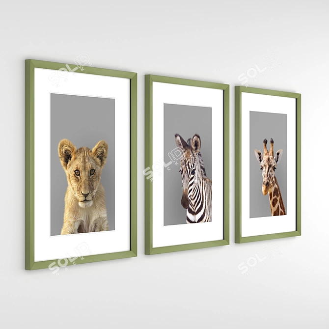 Title: African Animals Poster Set 3D model image 2