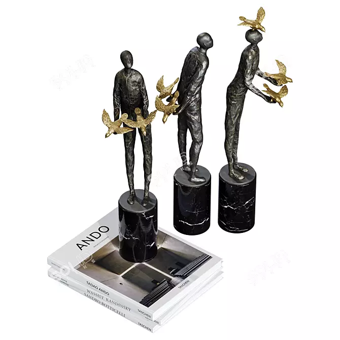 Ethereal Statuettes & Artful Books 3D model image 2