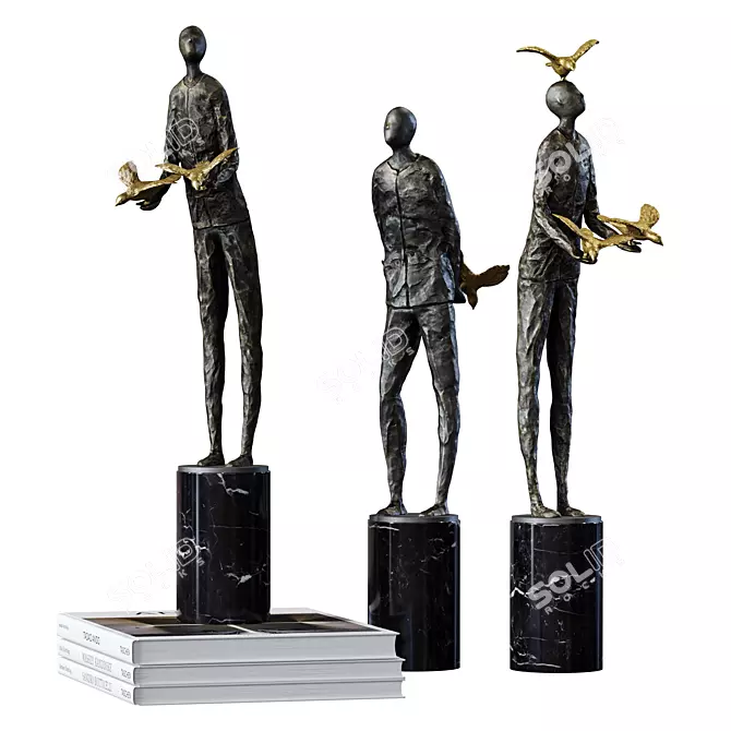 Ethereal Statuettes & Artful Books 3D model image 3