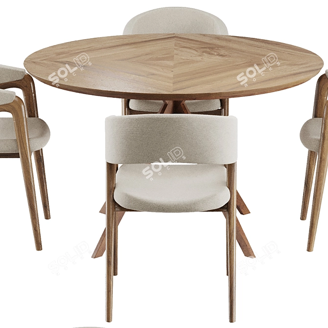 Modern Dining Chair Table Set 3D model image 5