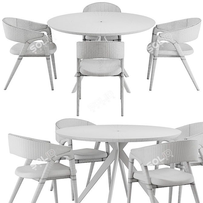 Modern Dining Chair Table Set 3D model image 6