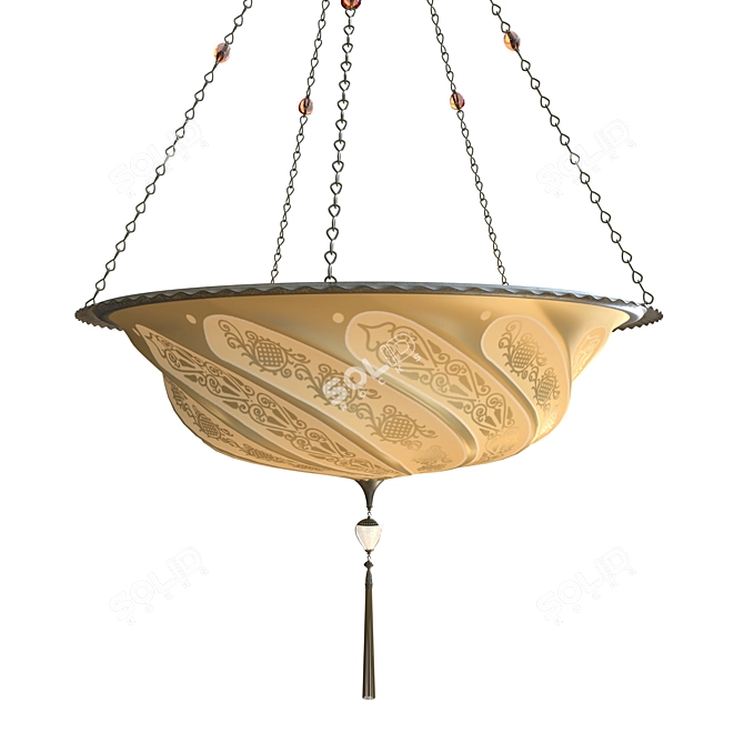 Medieval-inspired Gold Glass Lamp 3D model image 1