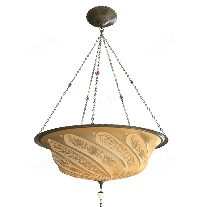 Medieval-inspired Gold Glass Lamp 3D model image 2