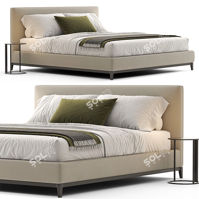 Modern Italian Design Minotti Bed 3D model image 2