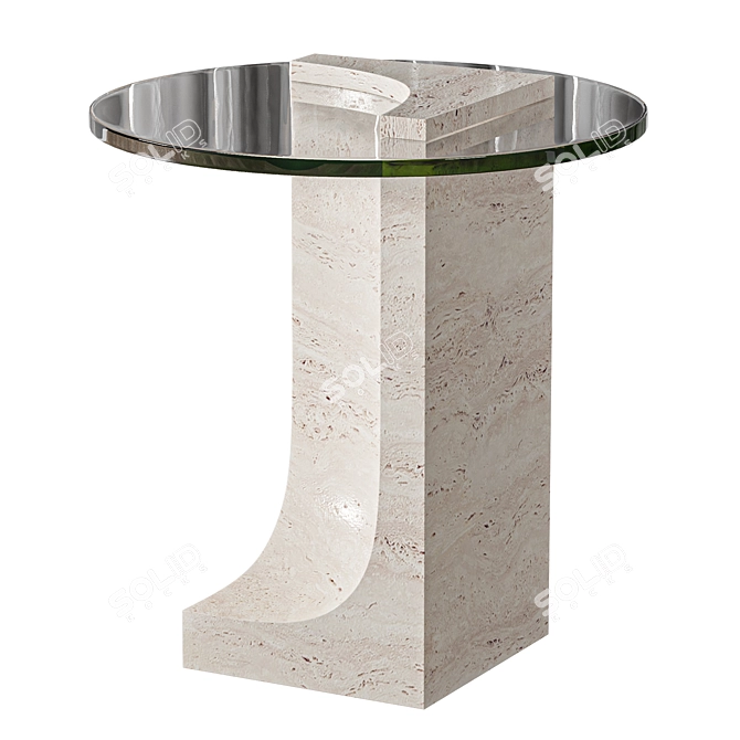 Modern Glass Edge Side Table 3D model image 1