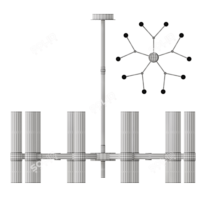 Elegant Glass and Marble Chandelier 3D model image 5