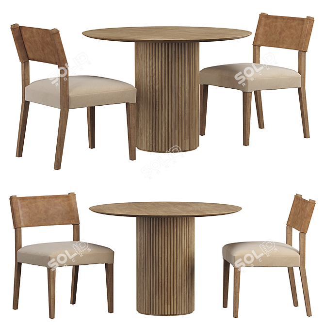 Modern Winchester Beige Dining Table 3D model image 1