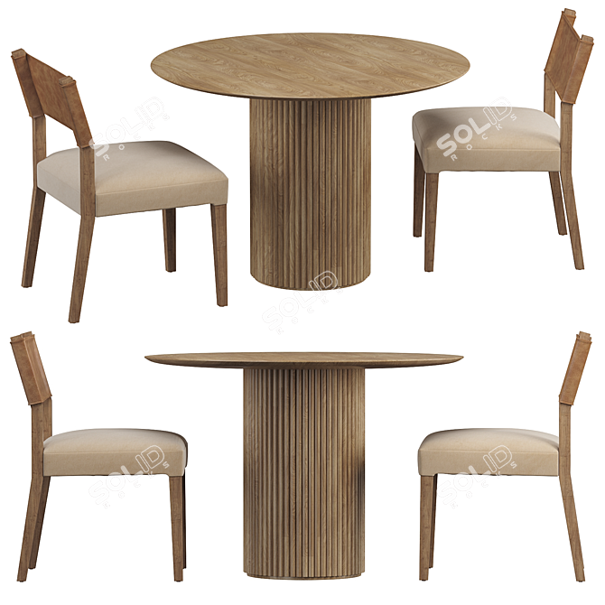 Modern Winchester Beige Dining Table 3D model image 2