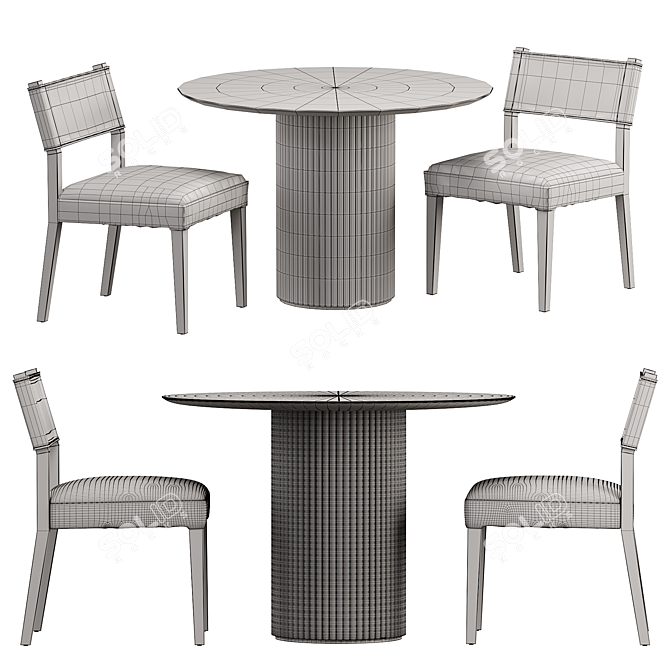 Modern Winchester Beige Dining Table 3D model image 3