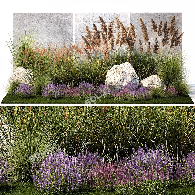 Lavender Garden Collection Set 3D model image 1