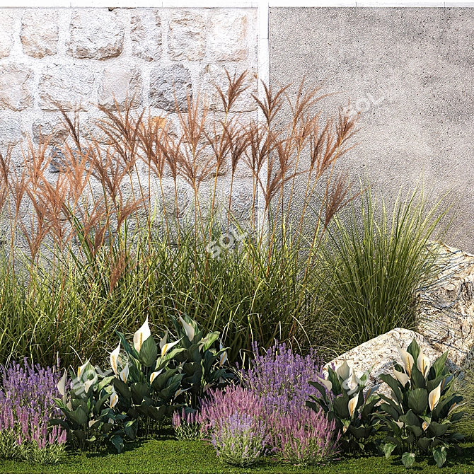 Lavender Garden Collection Set 3D model image 11