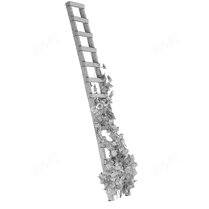 Rustic Ladder with Climbing Vines 3D model image 2