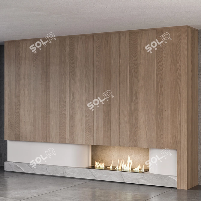 **Sleek Plugin-Free Fireplace Design** 3D model image 2