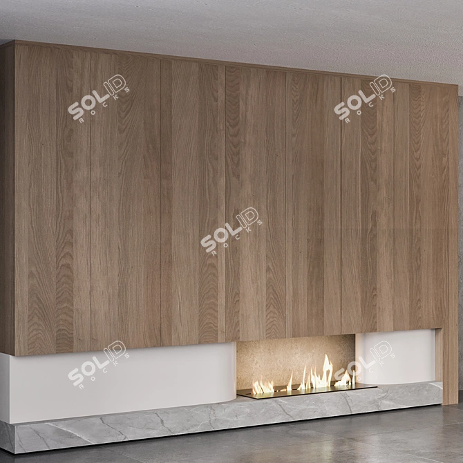 **Sleek Plugin-Free Fireplace Design** 3D model image 3