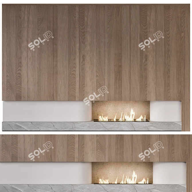 **Sleek Plugin-Free Fireplace Design** 3D model image 5