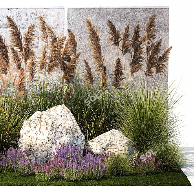 Landscaping Plant Collection with Lavender Flowers 3D model image 3