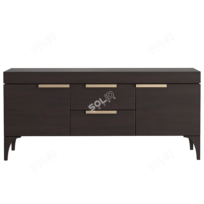 Modern Oak TV Stand Cabinet 3D model image 2