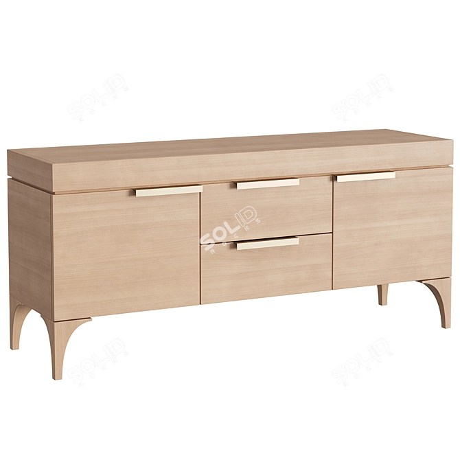 Modern Oak TV Stand Cabinet 3D model image 3