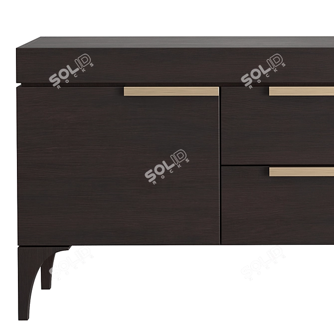 Modern Oak TV Stand Cabinet 3D model image 4