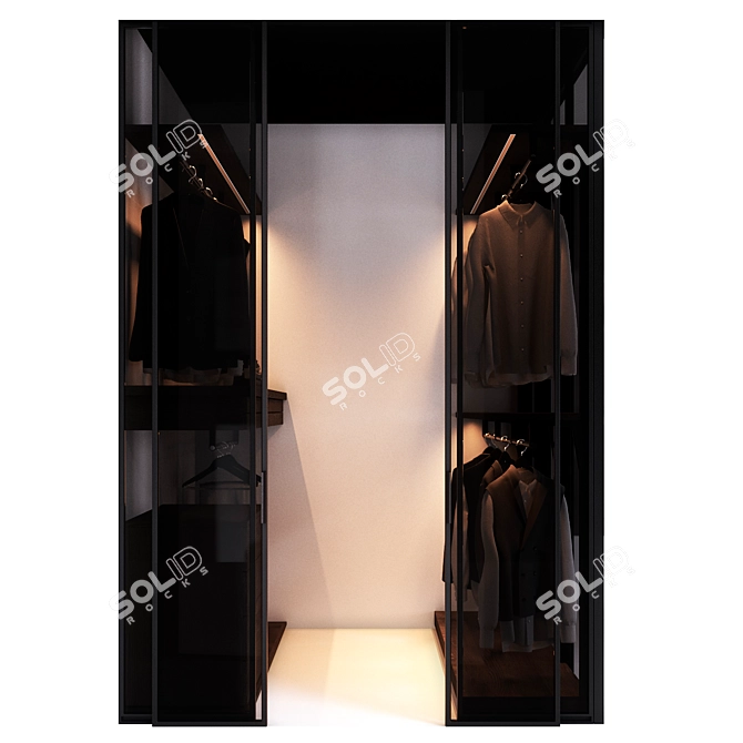 Corner Walk-In Wardrobe with Decor 3D model image 2